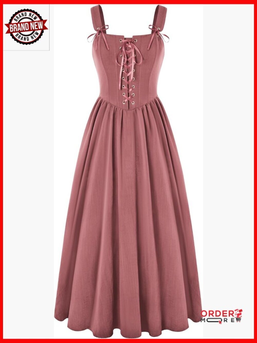 Boned Corset Renaissance Dress Lace Up Sleeveless Long Medieval Costume